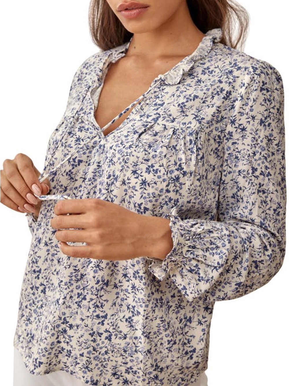 Reformation Amira floral long sleeve peasant shirt